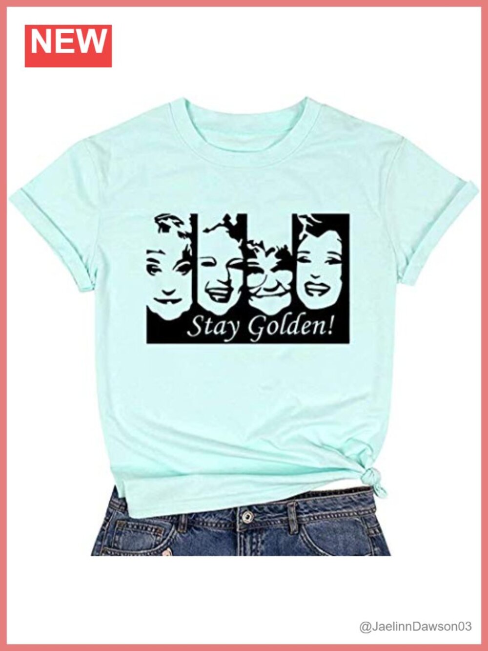 Stay Golden Vintage Graphic T-Shirt for Women Cotton Blend Casual Crew Neck Top - Picture 2 of 3